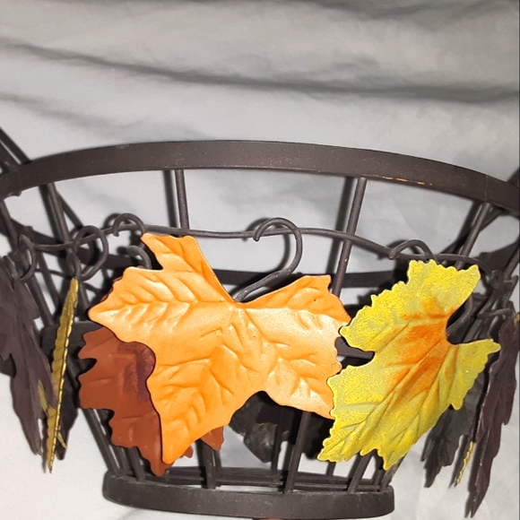 Set of Two Fall Leaves Decorative Metal Baskets - Picture 2 of 5